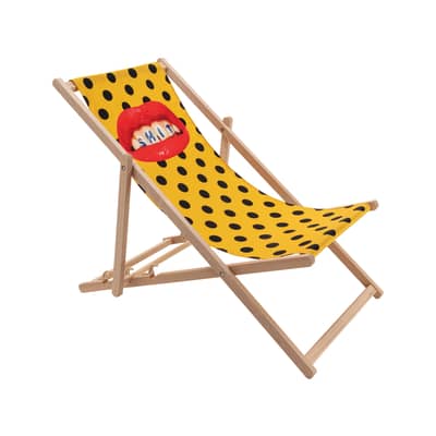 Chaise Longue Pliante En Bois Jaune Melko - Réglable Confortable Jardin Plage Camping