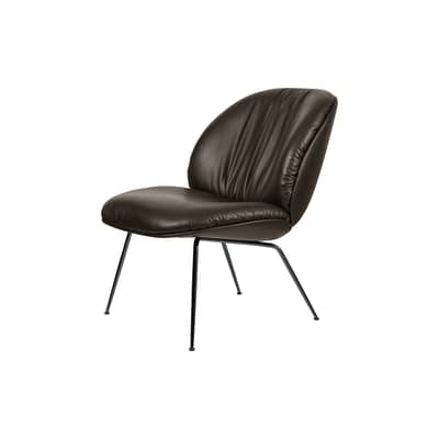 Fauteuil bas Beetle Soft cuir marron - Gubi