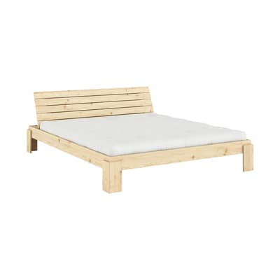 Doppelbett Layers Headboard holz natur / Für Matratze 180 x 200 cm - Mit Bettkopf & Ablagemöglichkeiten - KARUP
