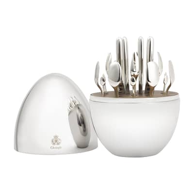 Plateau Rond Christofle Mood 40 Cm – Inox – Boîte Abîmée, Contenu Neuf