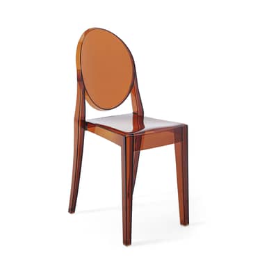 Chaise empilable Victoria Ghost plastique orange / Polycarbonate 2.0 - Philippe Starck, 2005 - Kartell
