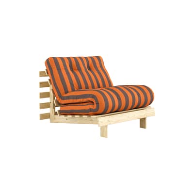 Fauteuil convertible Roots tissu orange / Dormeuse & lit d'appoint - 3 positions / Structure pin clair - KARUP