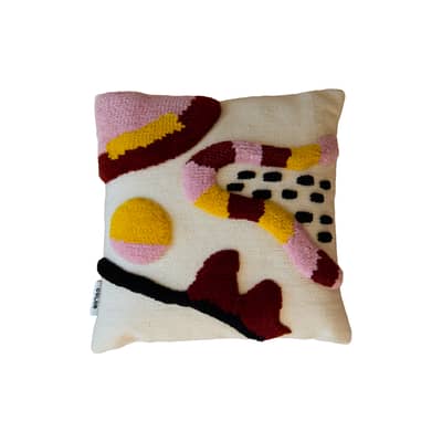 Coussin Jolly / 45 x 45 cm - Laine recyclée tissée main - COLORTHERAPIS