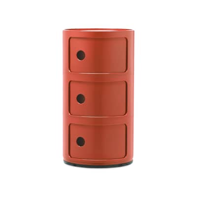 Rangement Componibili plastique orange (1968) / 3 tiroirs - H 58 cm - Kartell
