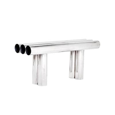 Banc Septem gris argent m&eacute;tal / Tubes aluminium - L 100 cm - Axel Chay