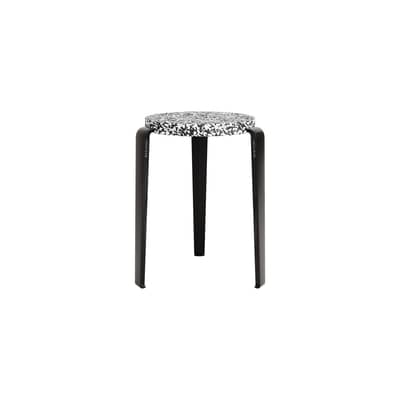 Tabouret empilable Lou métal noir / Plastique recyclé Macchiato - H 45 cm - TIPTOE