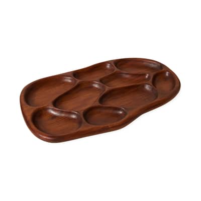 Plat Acacia bois marron / Plateau apéritif - Sculpté main - 37 x 60 cm - HK LIVING