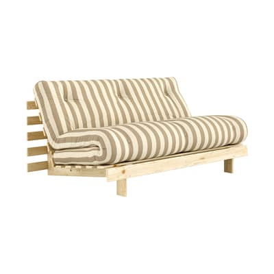Canapé convertible Roots tissu beige / L 160 cm - 3 positions / Structure pin clair - KARUP