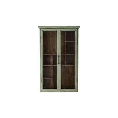 Rangement mural Hazem bois vert / Vitrine compartiment&eacute;e - L 50 x P 14 x H 80 cm - Bloomingville