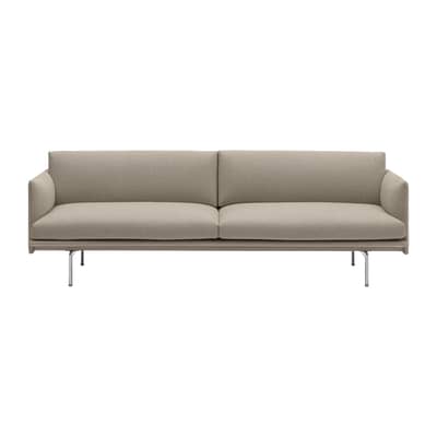 Canapé droit Outline tissu beige / 3 places- L 220 cm - Muuto