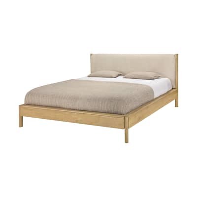Doppelbett PI holz beige / Gepolsterter Bettkopf - für Matratze 180 x 200 cm - Ethnicraft