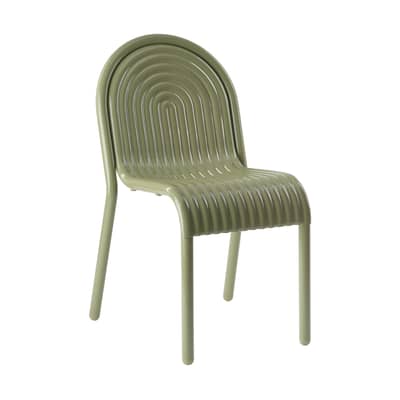 Sedia impilabile Groove metallo verde - Tom Dixon