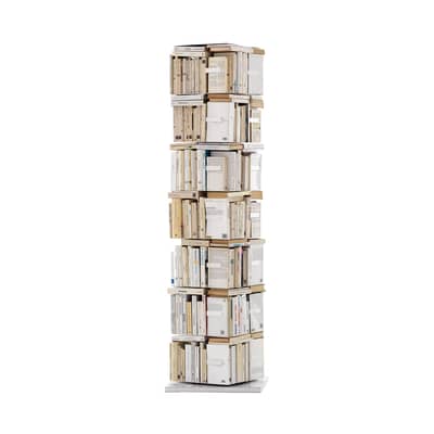 Bibliothèque rotative Ptolomeo métal blanc H 197 cm / 4 faces -Livres vertical - Opinion Ciatti