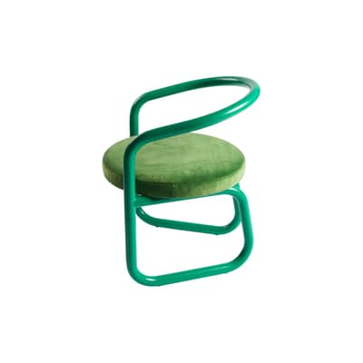 Chaise rembourr&eacute;e Consul m&eacute;tal vert / Assise velours - Exclusivit&eacute; - Axel Chay