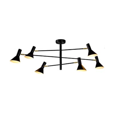 Plafonnier Izmir métal noir / Bras pivotants & abat-jours orientables - L 124 cm - It's about Romi