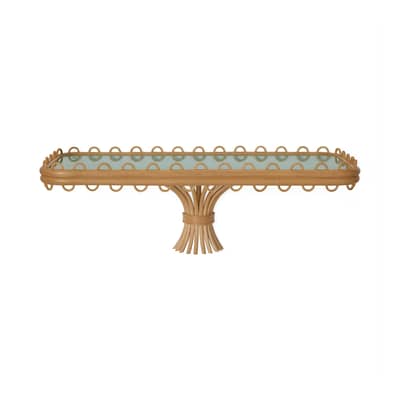 Riviera Wall console table cane & fibres green / W 68 x D 30 cm - Rattan - Jonathan Adler