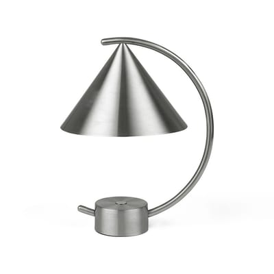 Lampe sans fil rechargeable Meridian gris argent métal / Métal - H 26 cm - Ferm Living