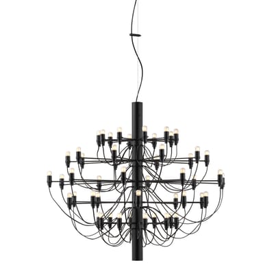 Suspension 2097 métal noir / 50 ampoules dépolies INCLUSES - Ø 100 cm/ Gino Sarfatti, 1958 - Flos
