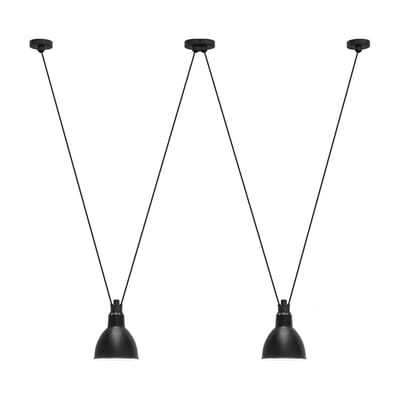 Suspension Acrobate N°324 métal noir / Lampe Gras - 2 abat-jours ronds - DCW éditions