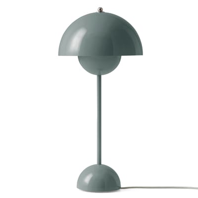 Lampe de table FlowerPot VP3 &tradition / H 50 cm - By Verner Panton, 1968 - Bleu gris - Métal | Made In Design