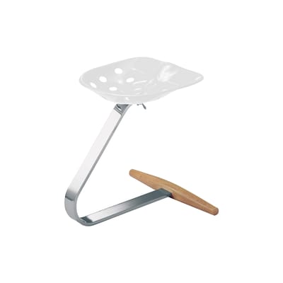 Tabouret Mezzadro métal bois blanc / Achille et Pier Giacomo Castiglioni, 1957 - Zanotta