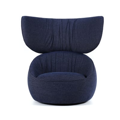 Fauteuil rembourré Hana tissu bleu / Dossier haut - Velours - Avant-première - Moooi
