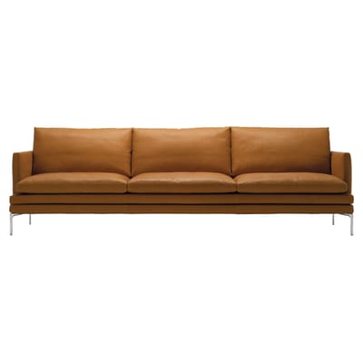 Canapé droit William Zanotta / 3 places - L 266 cm - Marron - Cuir ...