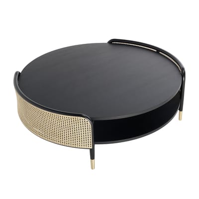 Table basse Detour fibre végétale bois noir / Ø 120 x H 40 cm - Cannage & bois - Wiener GTV Design