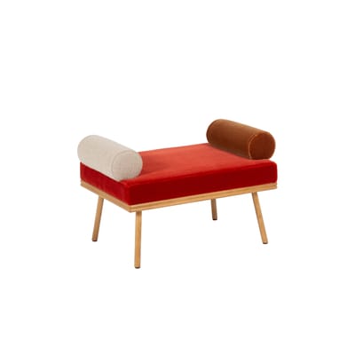 Ottoman Rue du Louvre tissu rouge par José Lévy / 78 x 52 cm - Exclusivité Made In Design - Lelièvre Paris