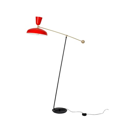 Lampadaire G1 Large métal rouge / Réédition 1951, Pierre Guariche - H 175 cm - SAMMODE STUDIO