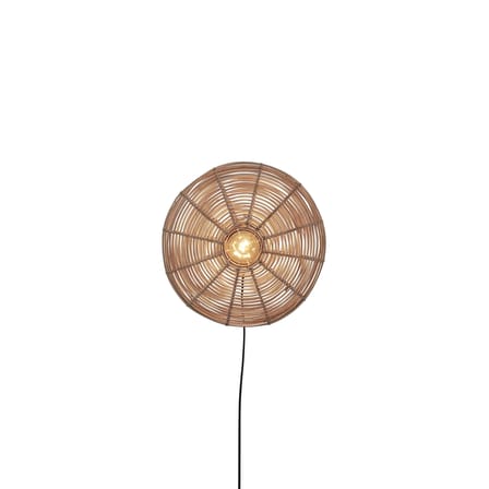 Applique avec prise Tanami Disc fibre végétale bois beige / rotin / Ø 40 cm - GOOD&MOJO