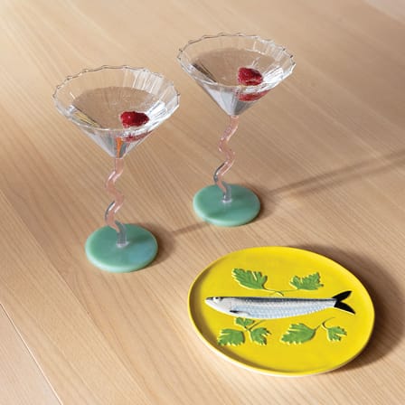 Set de 2 coupes à champagne Bold rose & vert / 15 cl - & klevering