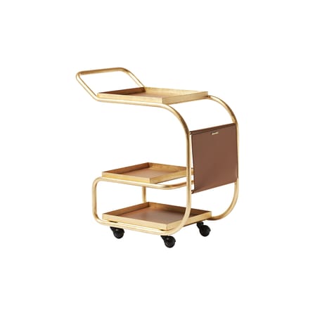 Desserte Zenzero métal cuir marron or / cuir recyclé - Opinion Ciatti