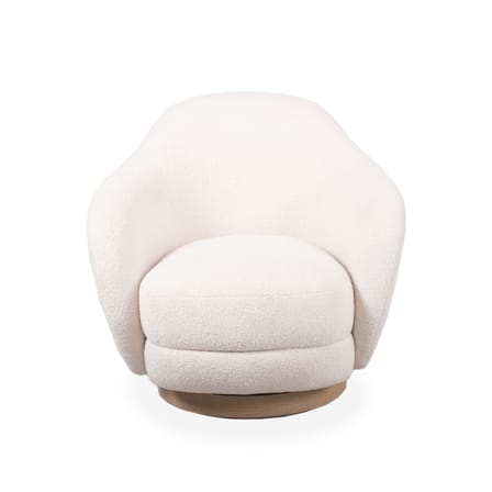 Fauteuil pivotant Bozzolo tissu blanc beige / Moyen modèle - L 75 cm / Laine bouclette - Maison Sarah Lavoine