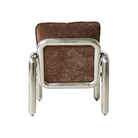 Fauteuil rembourré Chrome marron / Velours - HK LIVING