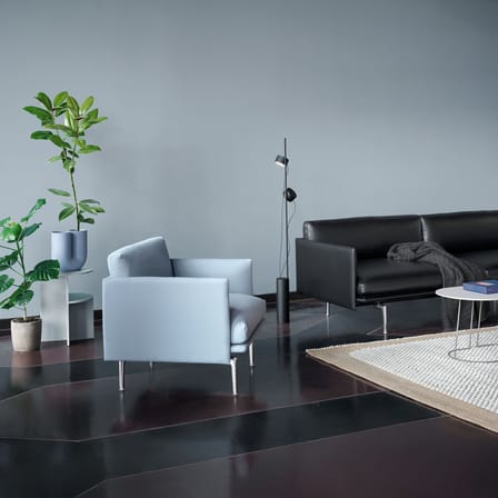 Fauteuil rembourré Outline cuir marron - Muuto