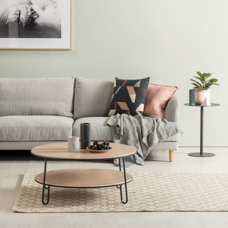 Table basse Eugénie Large gris bois naturel / Ø 90 - Chêne - Hartô