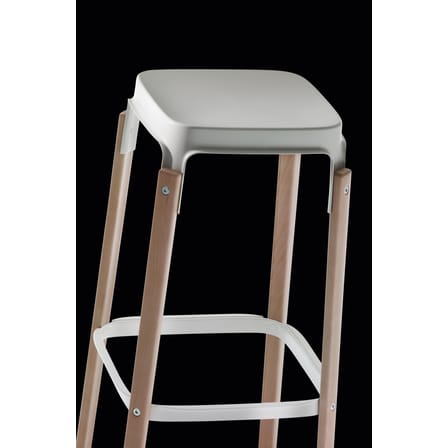 Steelwood Bar stool metal white natural wood Wood & metal - H 78 cm - Magis