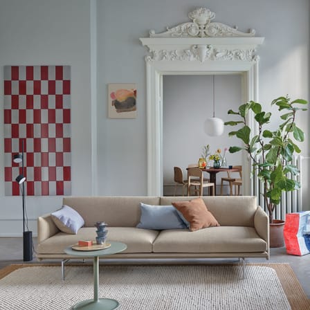 Canapé droit Outline tissu beige / 3 places- L 220 cm - Muuto