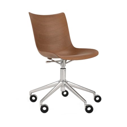 Chaise à roulettes P/Wood bois naturel / Hauteur réglable - Kartell