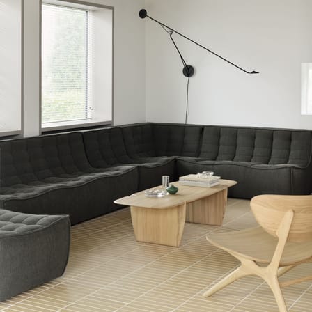 Canapé modulable N701 tissu vert / Module d'angle carré 90° - Ethnicraft