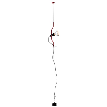 Lampadaire Parentesi métal rouge / Branchement secteur - Réédition 1971 - Flos