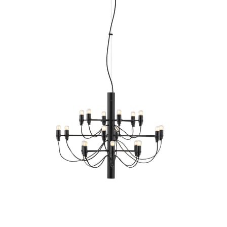 Suspension 2097 métal noir / 18 ampoules dépolies INCLUSES - Ø 69 cm/ Gino Sarfatti, 1958 - Flos