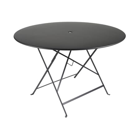 Table pliante Bistro métal noir / Ø 117 cm -  6/8 personnes - Trou parasol - Fermob