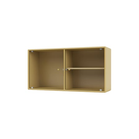 Rangement mural Ripple I bois jaune / Vitrine - L 69,6 x P 20 x H 35,4 cm / Verre ondulé - MONTANA
