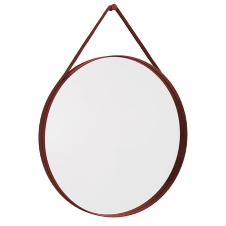 Strap n°2 Wall mirror metal red / Ø 70 cm - Fabric strap - Hay