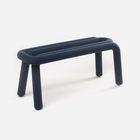 Banc rembourré Bold tissu bleu / L 100 cm - Moustache