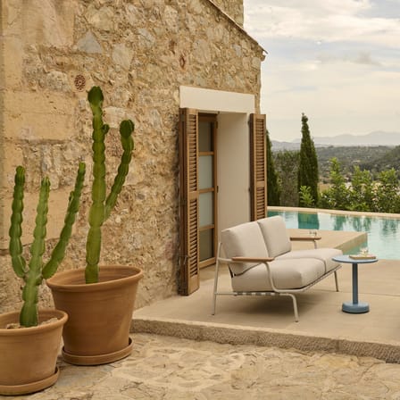 Canapé de jardin 2 places Settle tissu blanc / 152,5 cm - Muuto