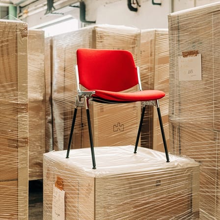 Chaise rembourrée DSC 106 tissu rouge / Giancarlo Piretti, 1965 - ANONIMA CASTELLI
