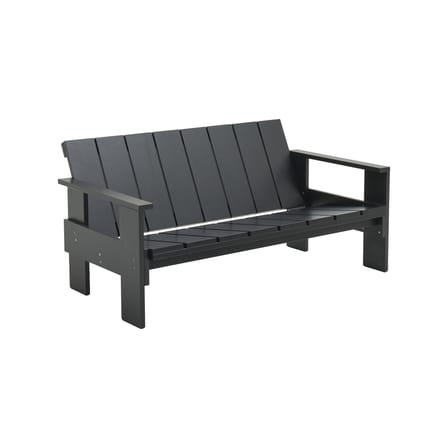 Divano da giardino a 2 posti Crate Lounge Outdoor legno nero / Gerrit Rietveld, 1934 - L 134,5 cm - Hay